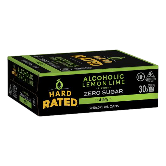 Hard Rated ZERO SUGAR Alcoholic Lemon Lime 4.5% 375ml Can Case of 30