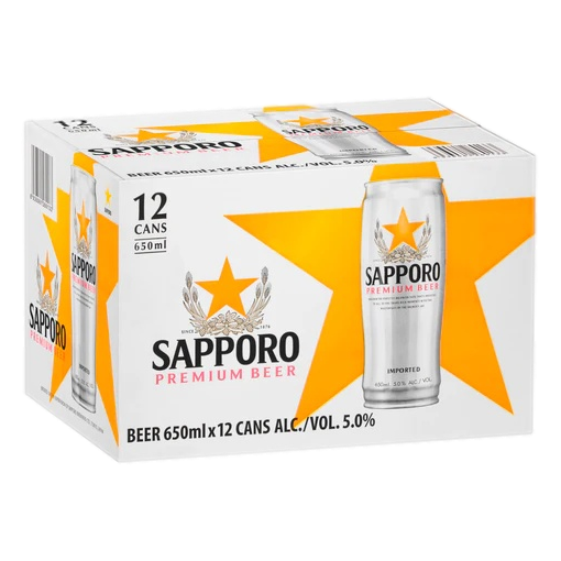 Sapporo Premium Lager 650ml Can Case of 12