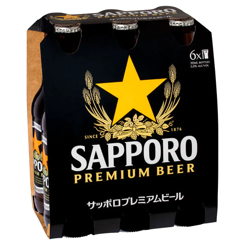 Sapporo Premium Lager 355ml Bottle 6 Pack