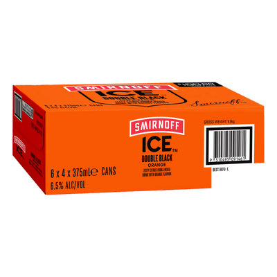 Smirnoff Ice Double Black Orange 6.5% 375ml Can Case of 24
