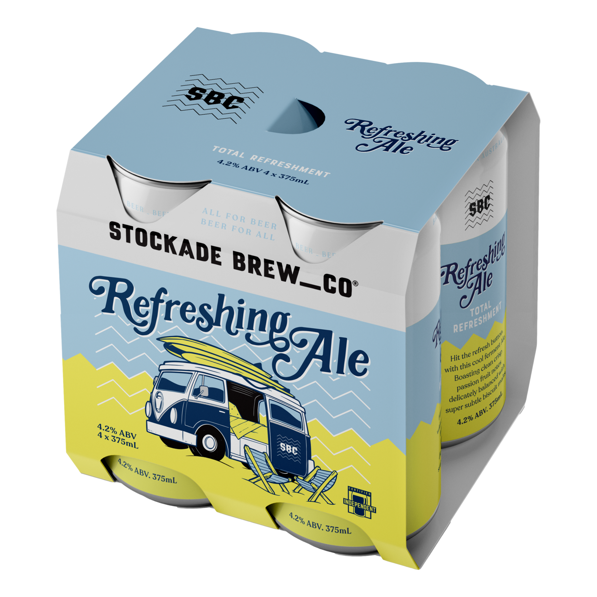 Stockade Refreshing Ale 375ml Can 4 Pack