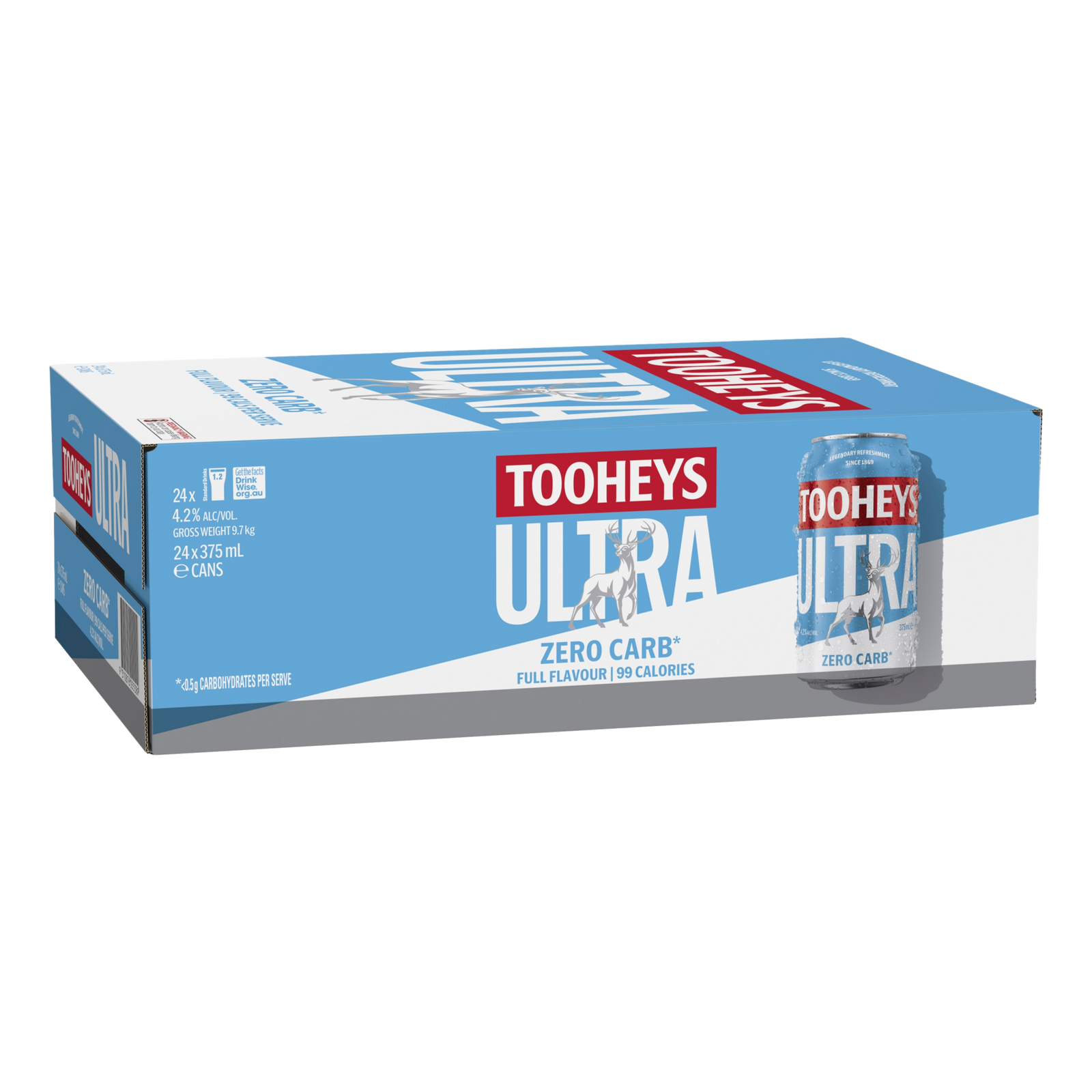 Tooheys Ultra ZERO CARB Lager 4.2% 375ml Can Case of 24