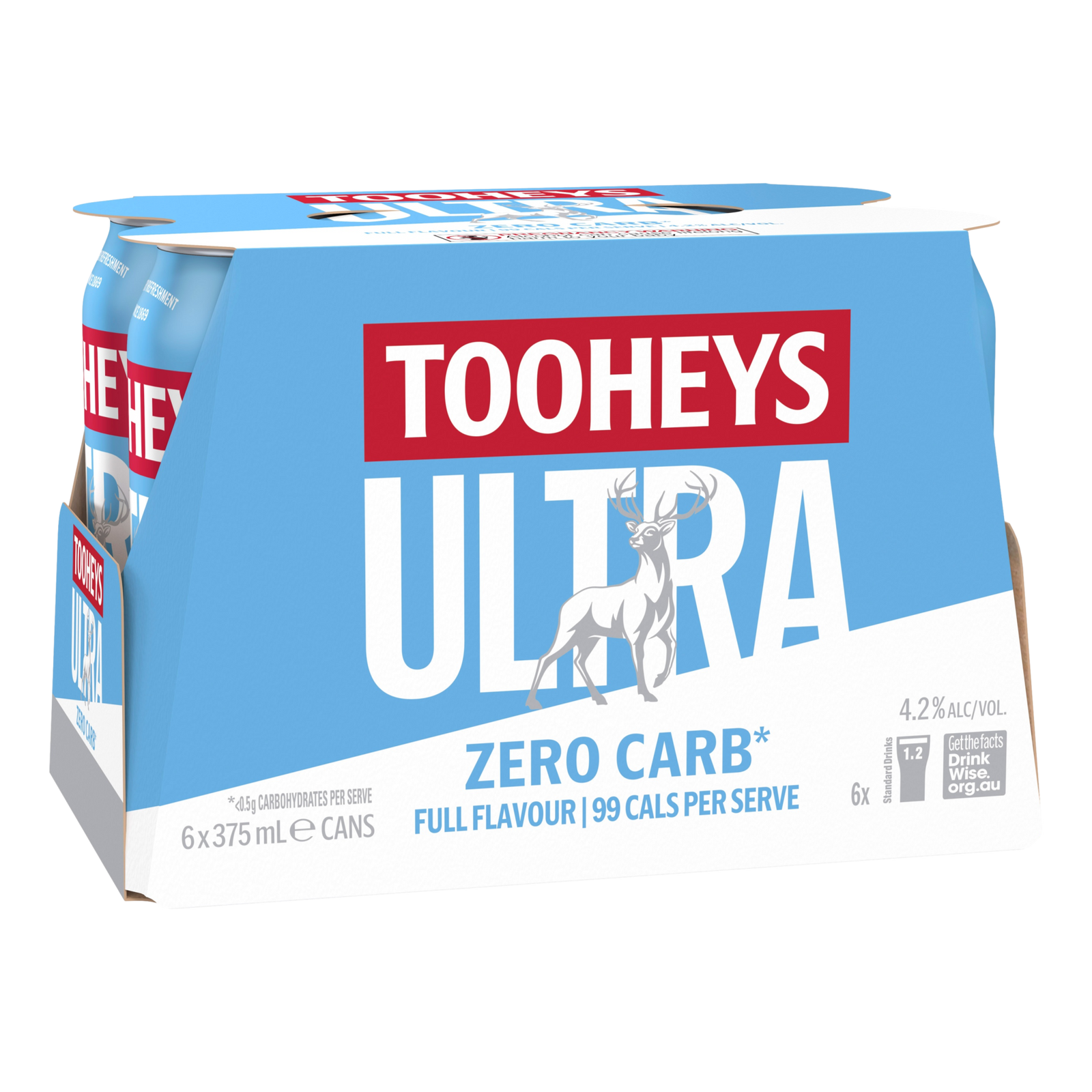 Tooheys Ultra ZERO CARB Lager 4.2% 375ml Can 6 Pack
