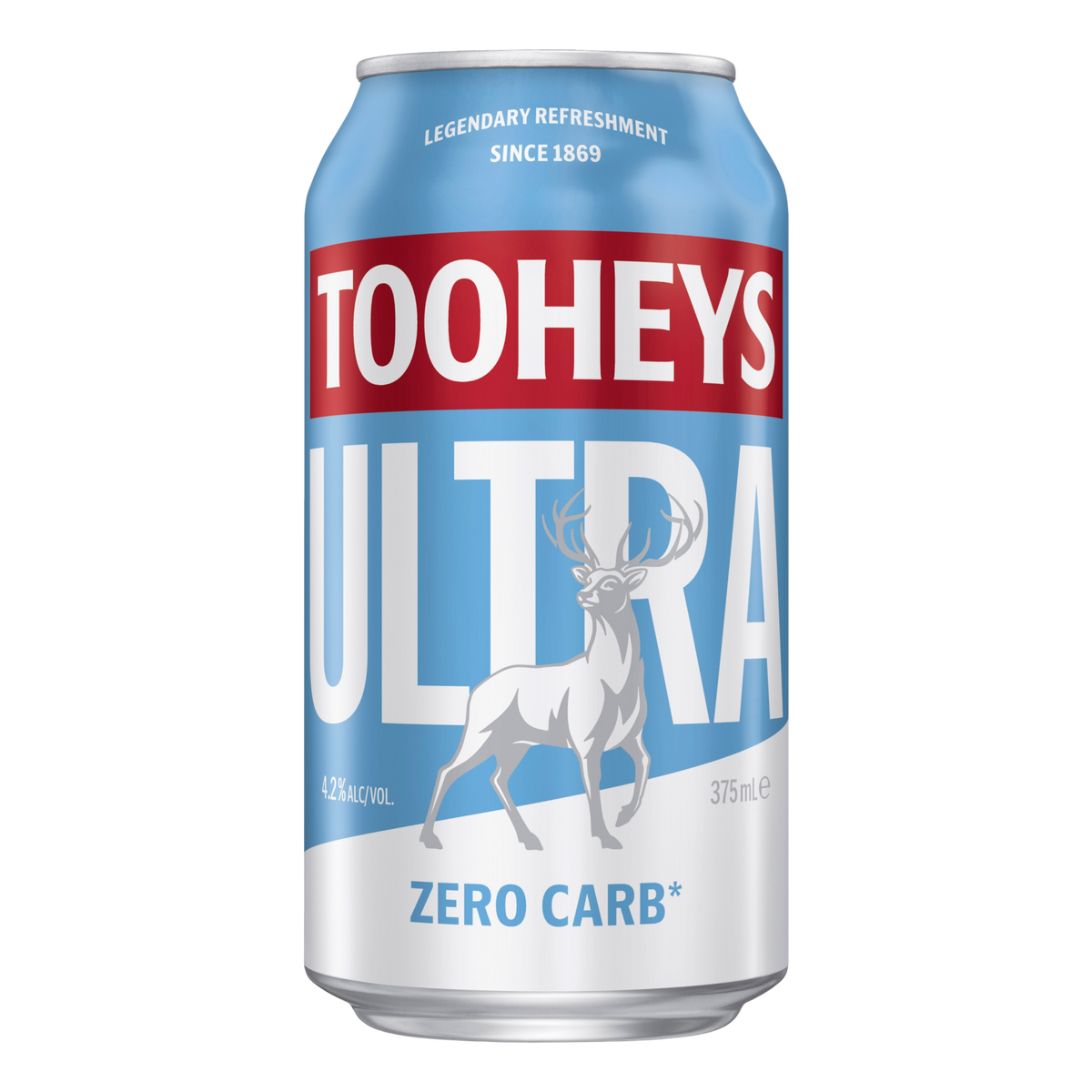 Tooheys Ultra ZERO CARB Lager 4.2% 375ml Can Case of 24