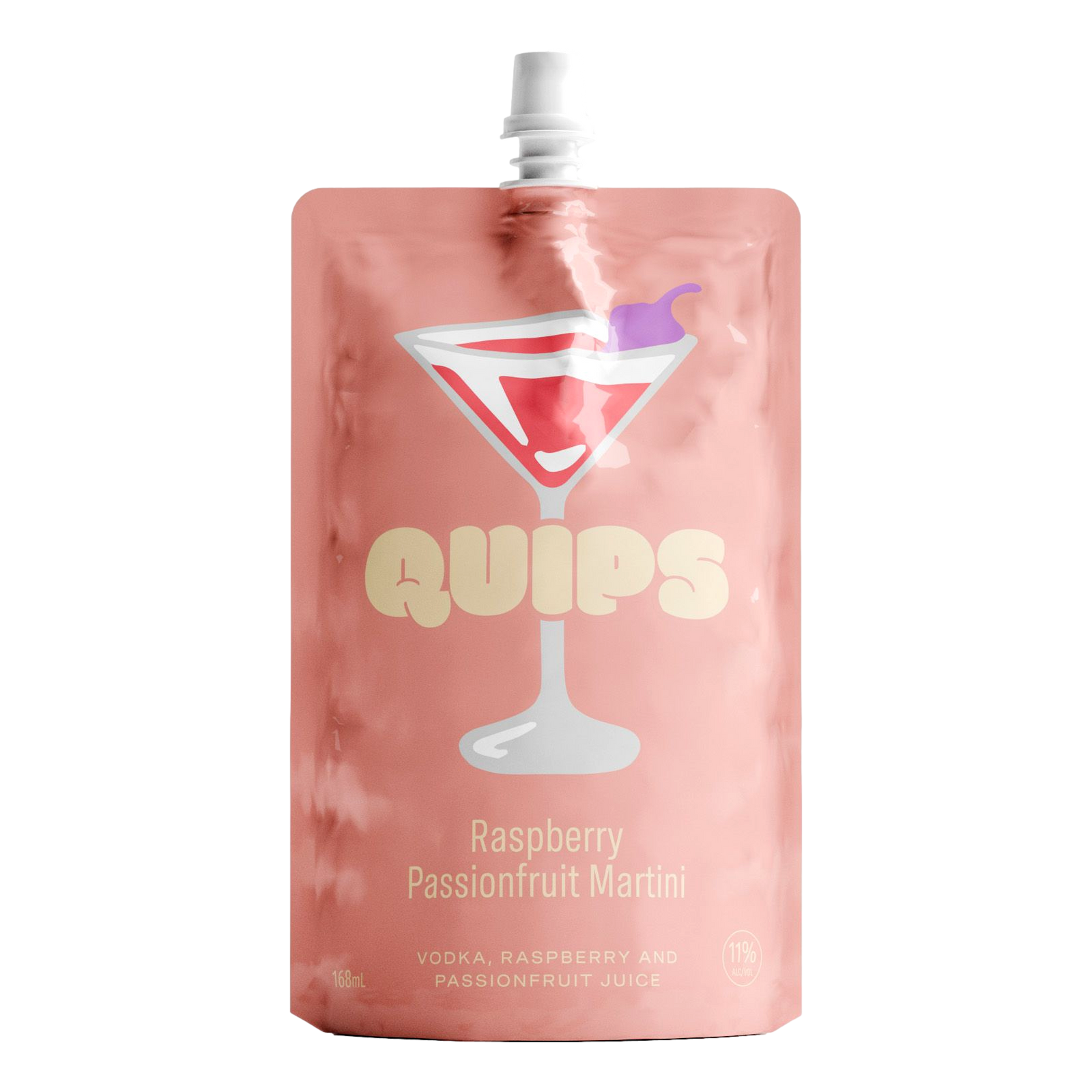 Quips Raspberry Passionfruit Martini Cocktail Pouch 168ml Single