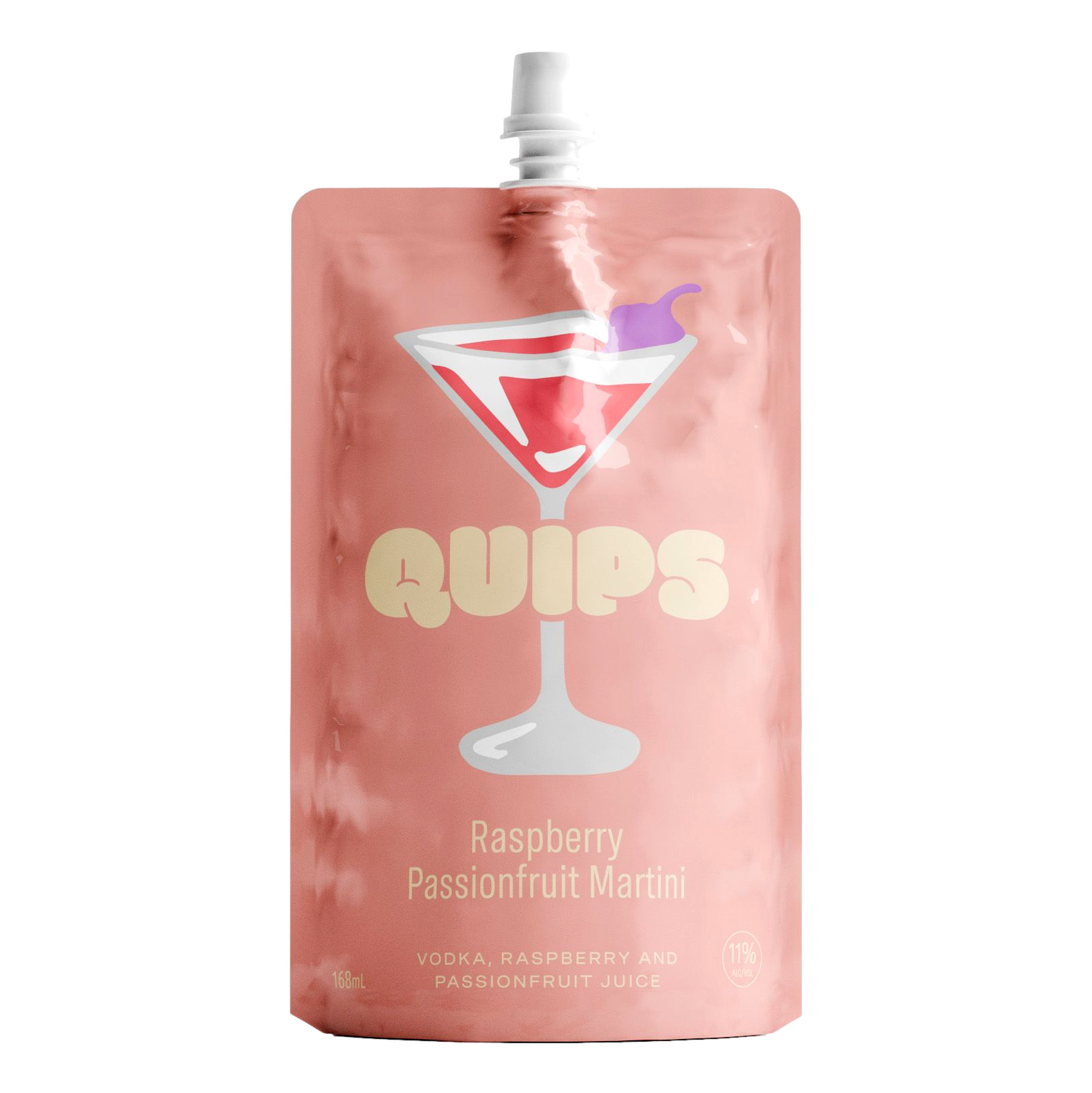 Quips Raspberry Passionfruit Martini Cocktail Pouch 168ml Single