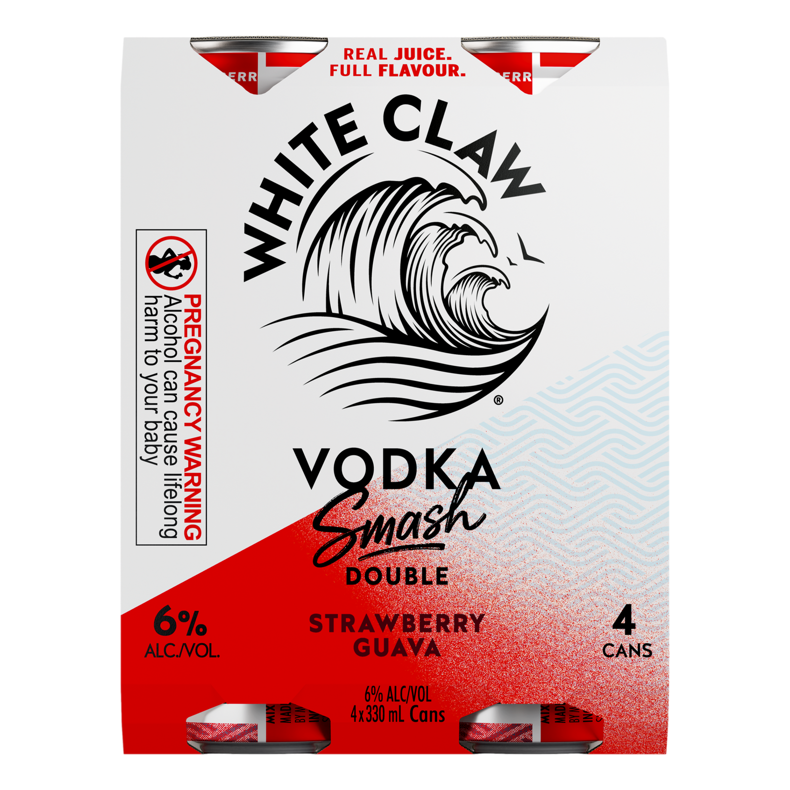 White Claw Smash Double Strawberry Guava Vodka 6% 330ml Can 4 Pack - Camperdown Cellars