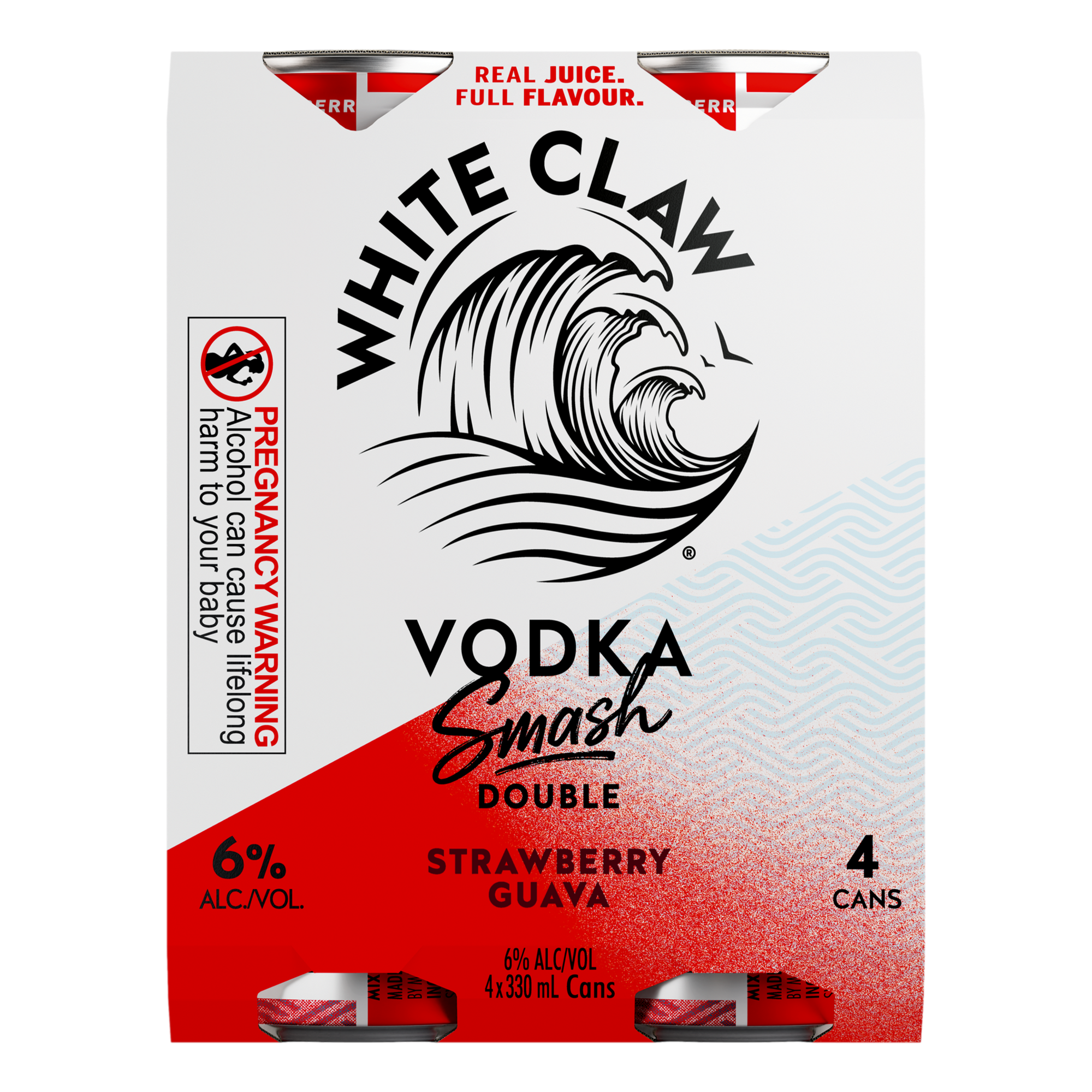 White Claw Smash Double Strawberry Guava Vodka 6% 330ml Can 4 Pack - Camperdown Cellars