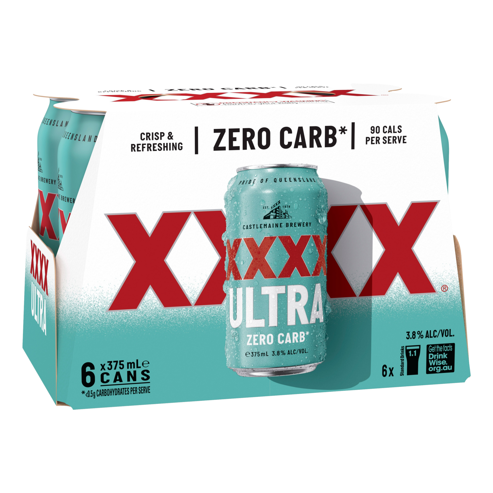 XXXX Ultra ZERO CARB Lager 3.8% 375ml Can 6 Pack