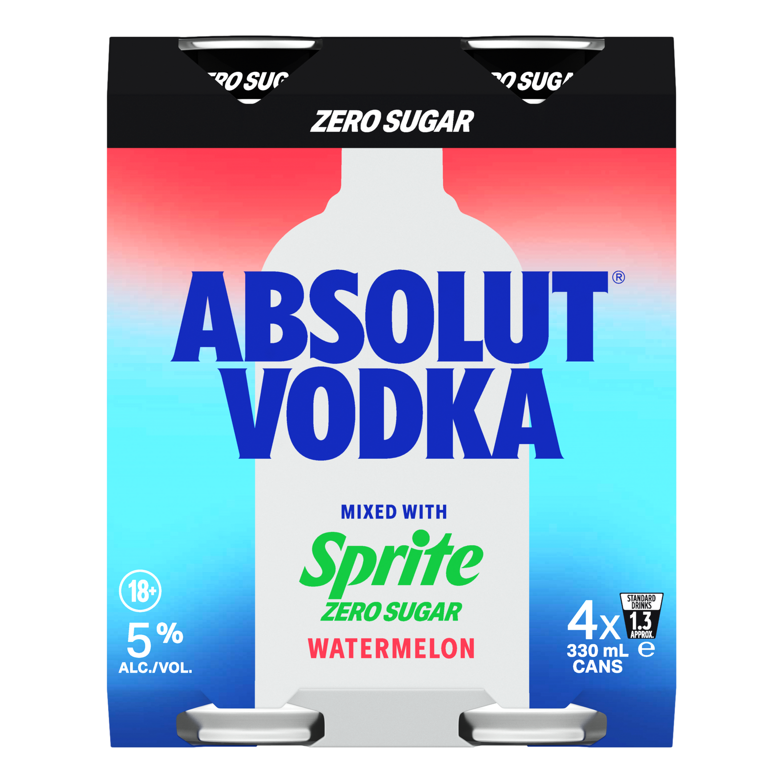 Absolut Vodka & Sprite ZERO Watermelon Lemonade Premix 330ml Can 4 Pack