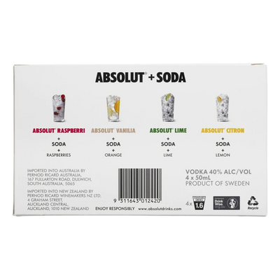 Absolut Vodka Flavour Mix 50ml 4 Pack