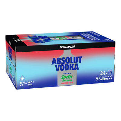 Absolut Vodka & Sprite ZERO Watermelon Lemonade Premix 330ml Can Case of 24