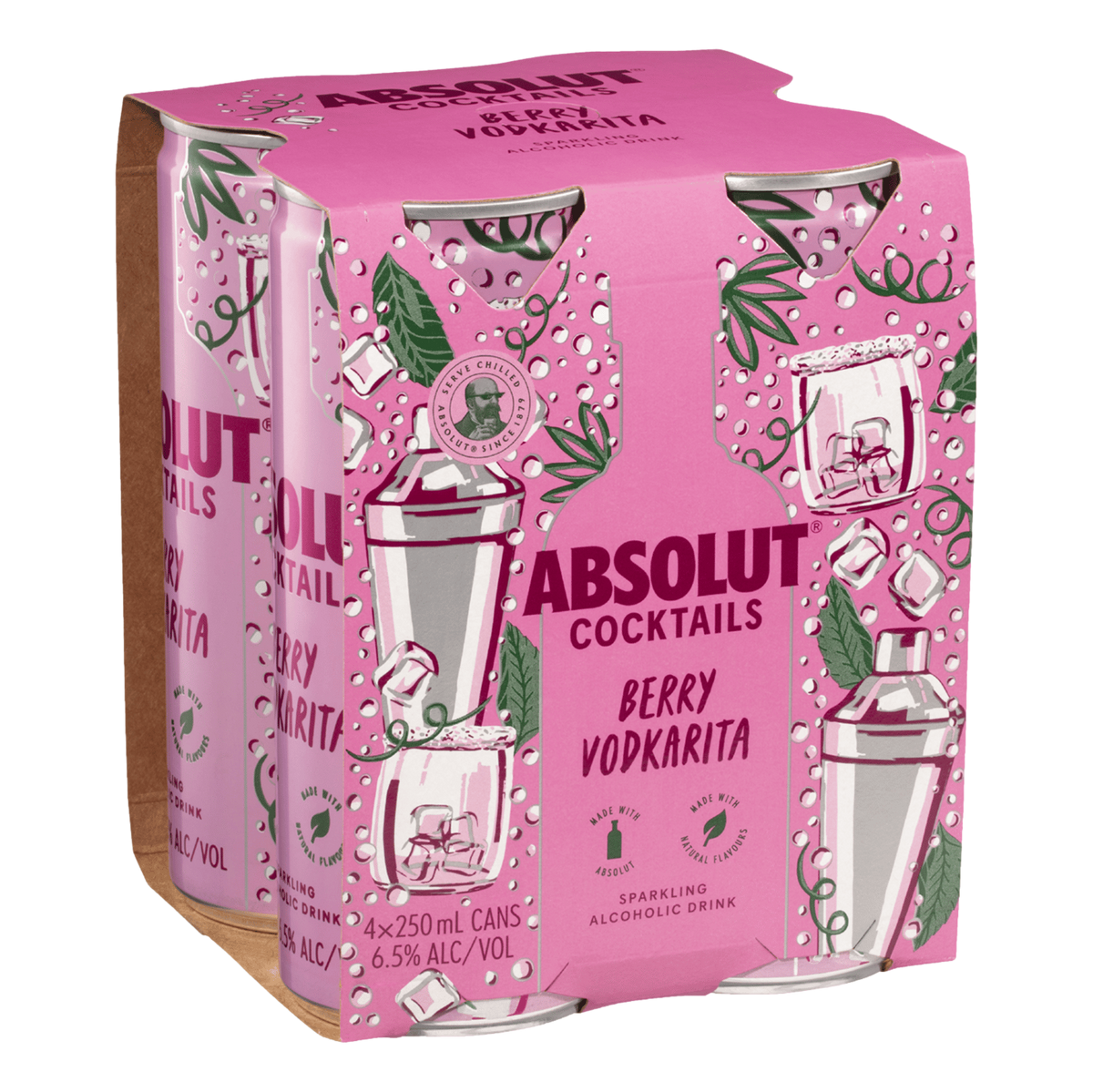 Absolut Cocktails Berry Vodkarita 6.5% 250ml Can 4 Pack