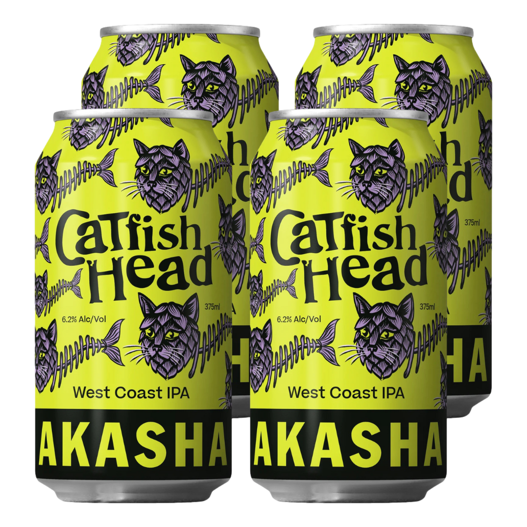 Akasha Catfish Head West Coast IPA 6.2% 375ml Can 4 Pack