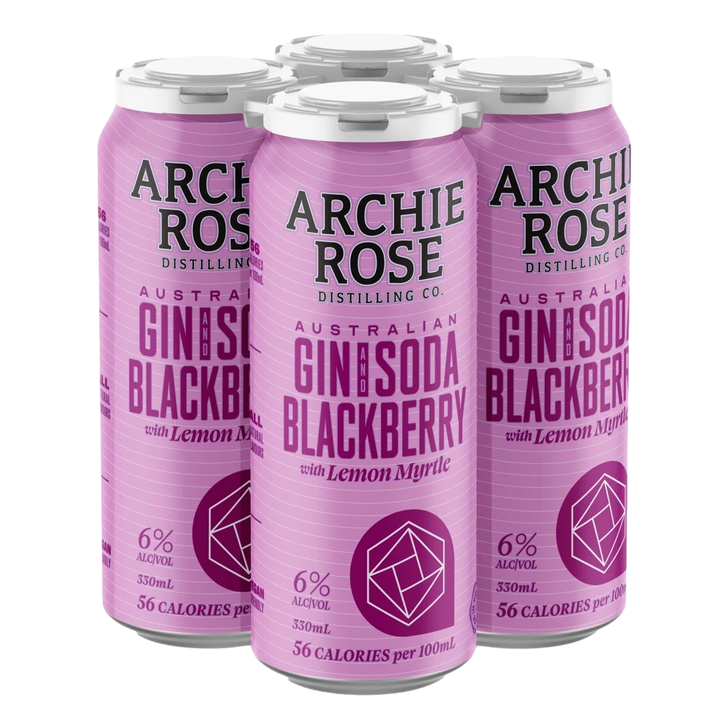 Archie Rose Gin & Blackberry Soda 330ml Can 4 Pack