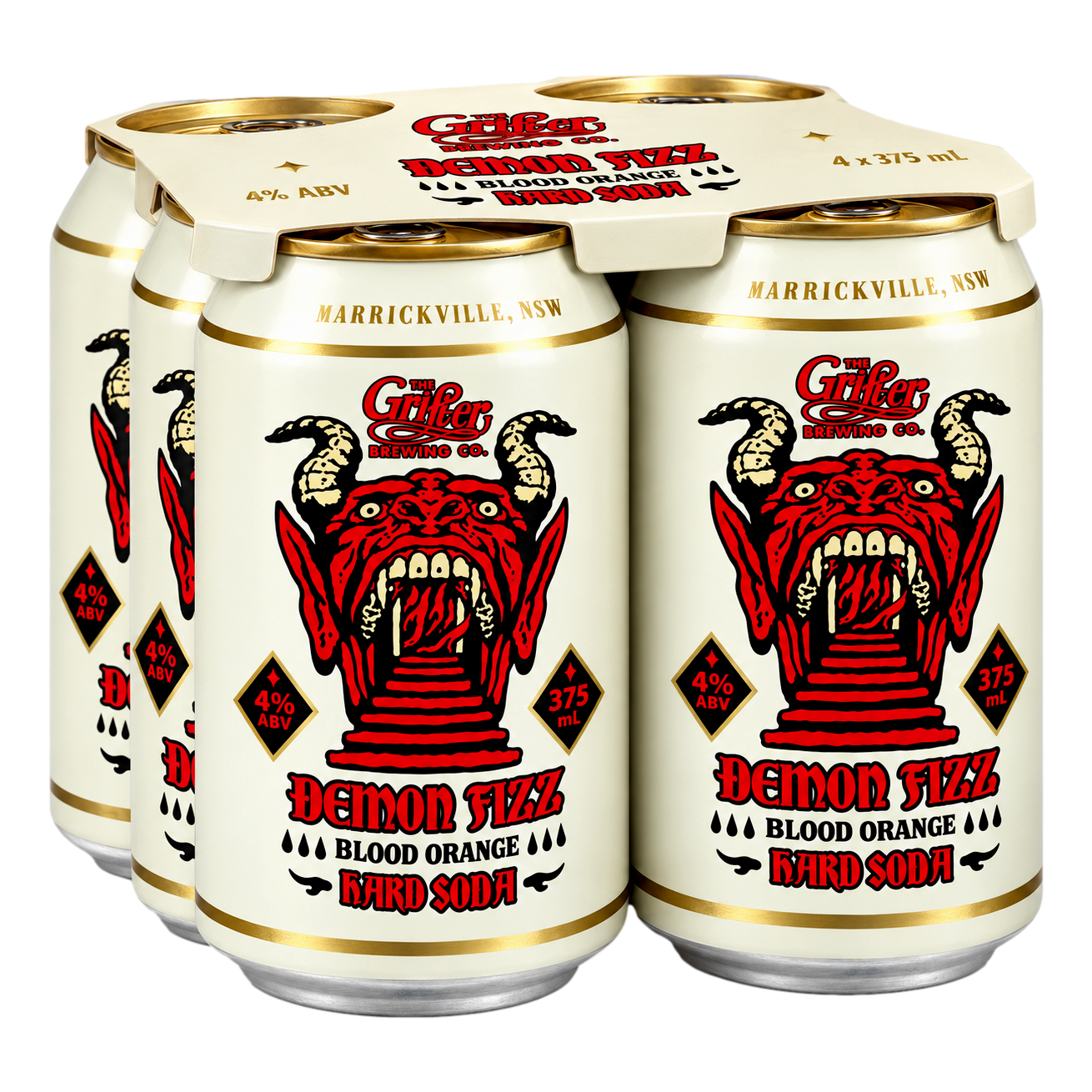 Grifter Demon Fizz Blood Orange Hard Soda 375ml Can 4 Pack