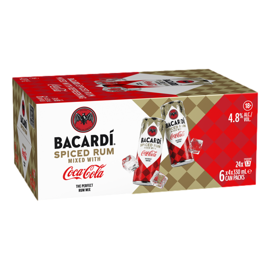 Bacardi Spiced Rum & Coca-Cola 330ml Can Case of 24