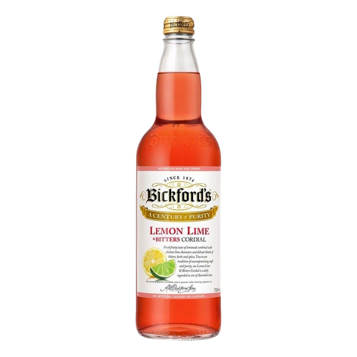 Bickford's Lemon Lime Bitters Cordial 750ml