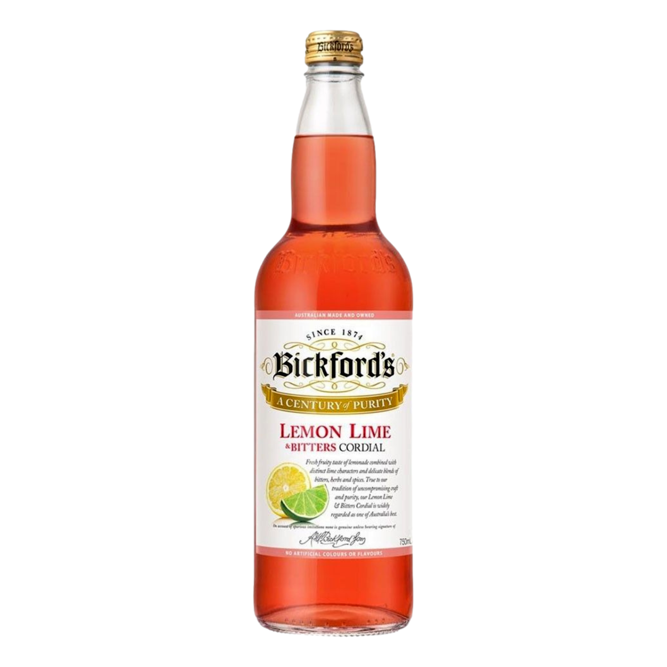 Bickford's Lemon Lime Bitters Cordial 750ml