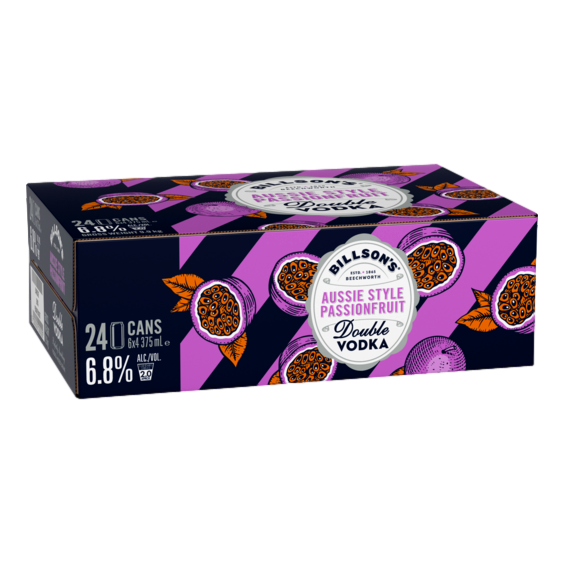 Billson's Aussie Style Passionfruit Double Vodka 6.8% 375ml Can Case of 24