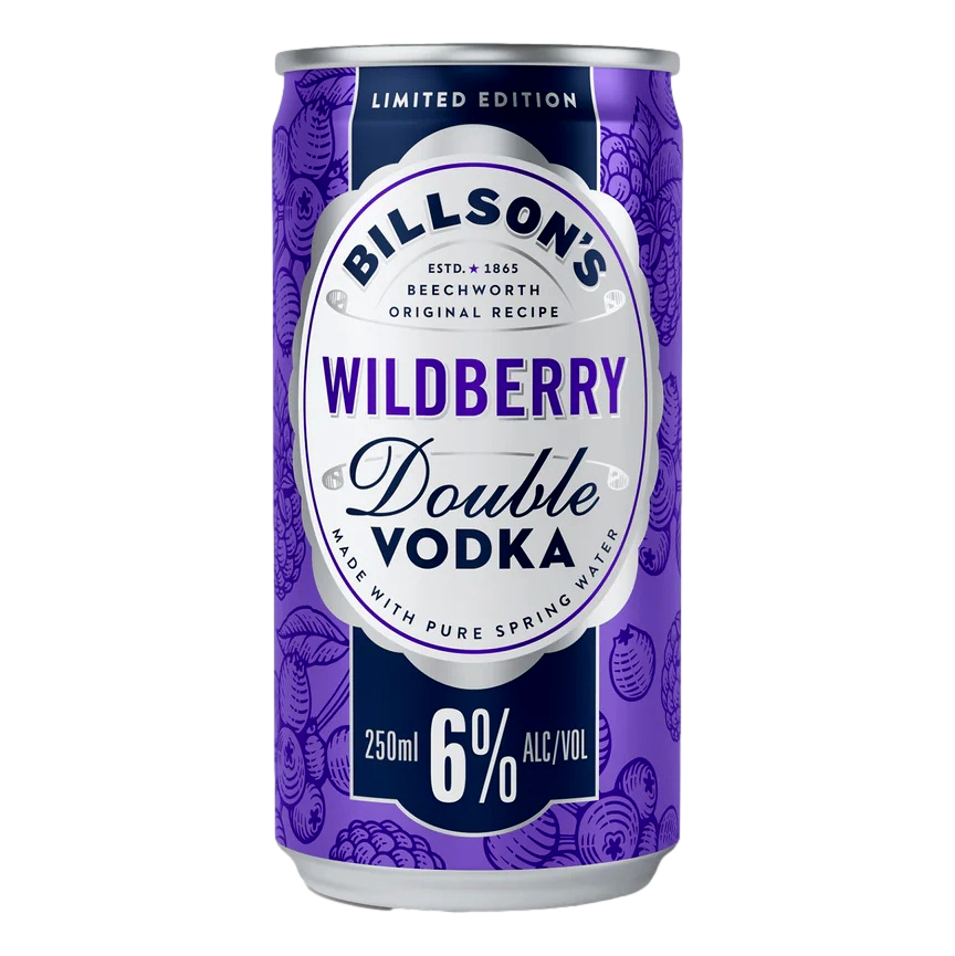 Billson's Wildberry DOUBLE Vodka 6% 250ml Can Single
