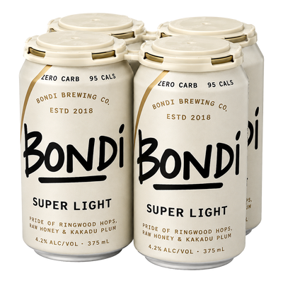 Bondi Brewing Super Light Lager 4.2% 375ml Can 4 Pack