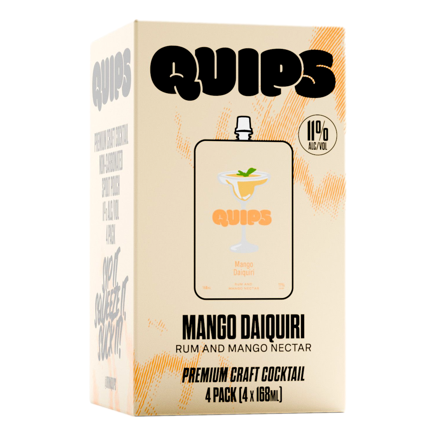 Quips Mango Daiquiri Cocktail Pouch 168ml 4 Pack