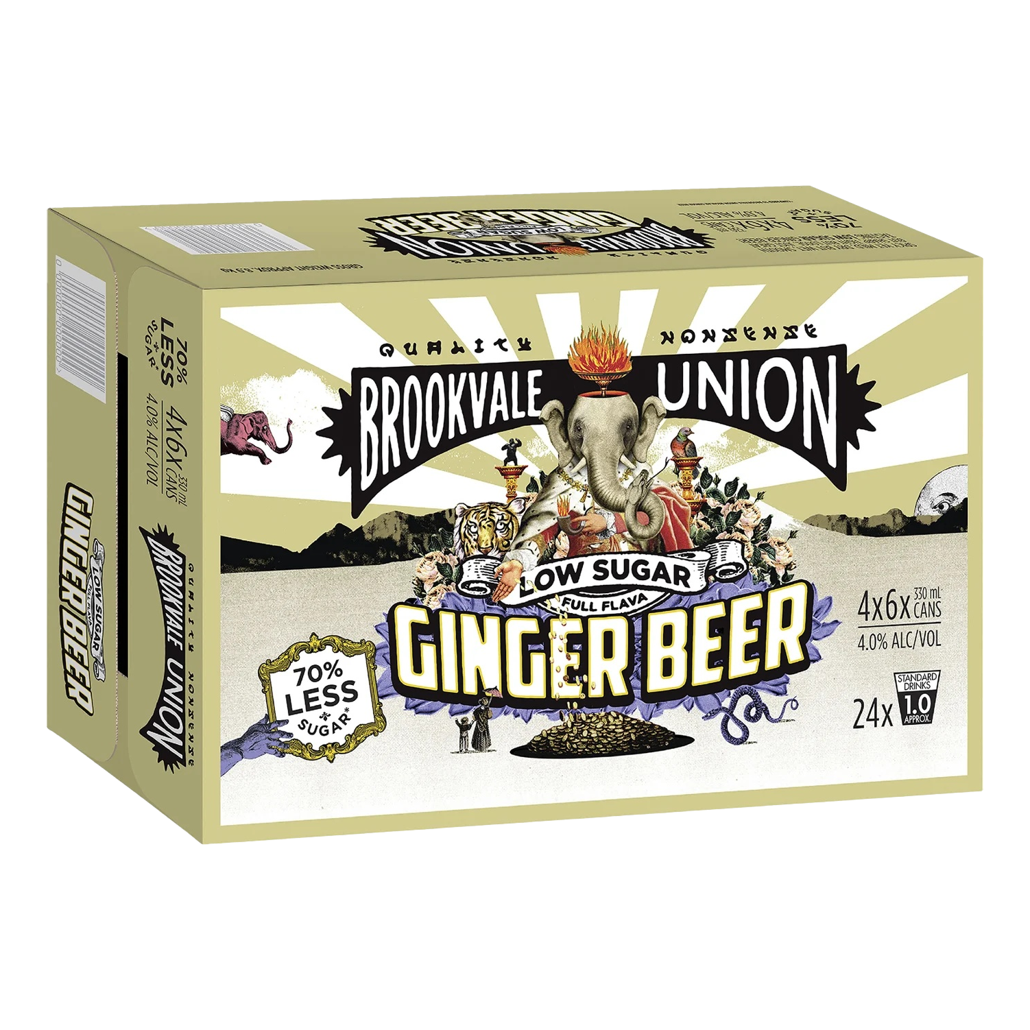 Brookvale Union Low Sugar Alcoholic Ginger Beer 330ml Can Case of 24