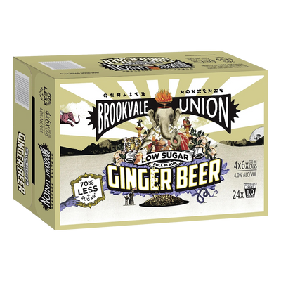 Brookvale Union Low Sugar Alcoholic Ginger Beer 330ml Can Case of 24