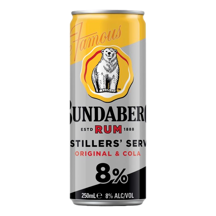 Bundaberg Distillers Serve & Cola 8% 250ml Can Case of 24