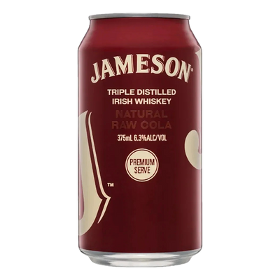 Jameson Irish Whiskey & Raw Cola 6.3% 375ml Can 4 Pack