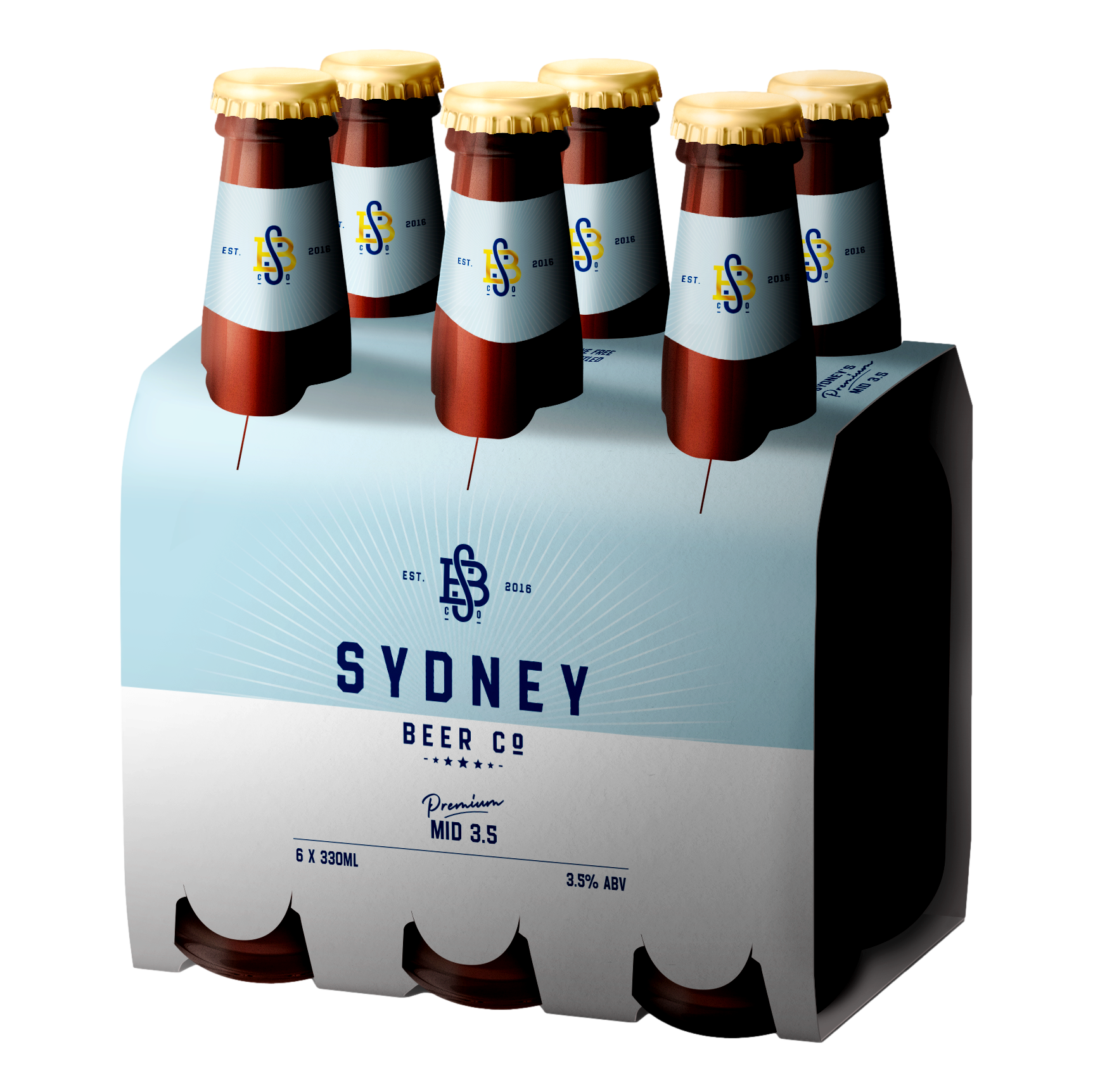 Sydney Beer Co. Mid-Strength Lager 3.5% 330ml Bottle 6 Pack