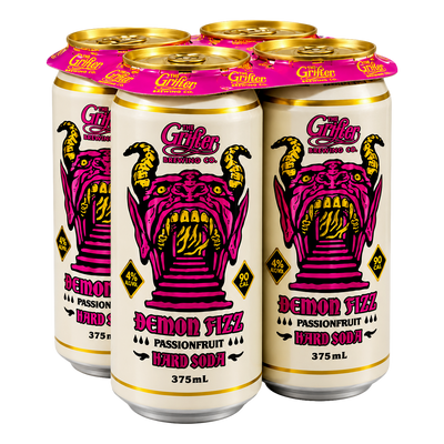 Grifter Demon Fizz Passionfruit Hard Soda 375ml Can 4 Pack