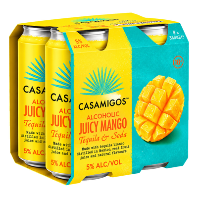 Casamigos Tequila & Soda Juicy Mango 5% 330ml Can 4 Pack