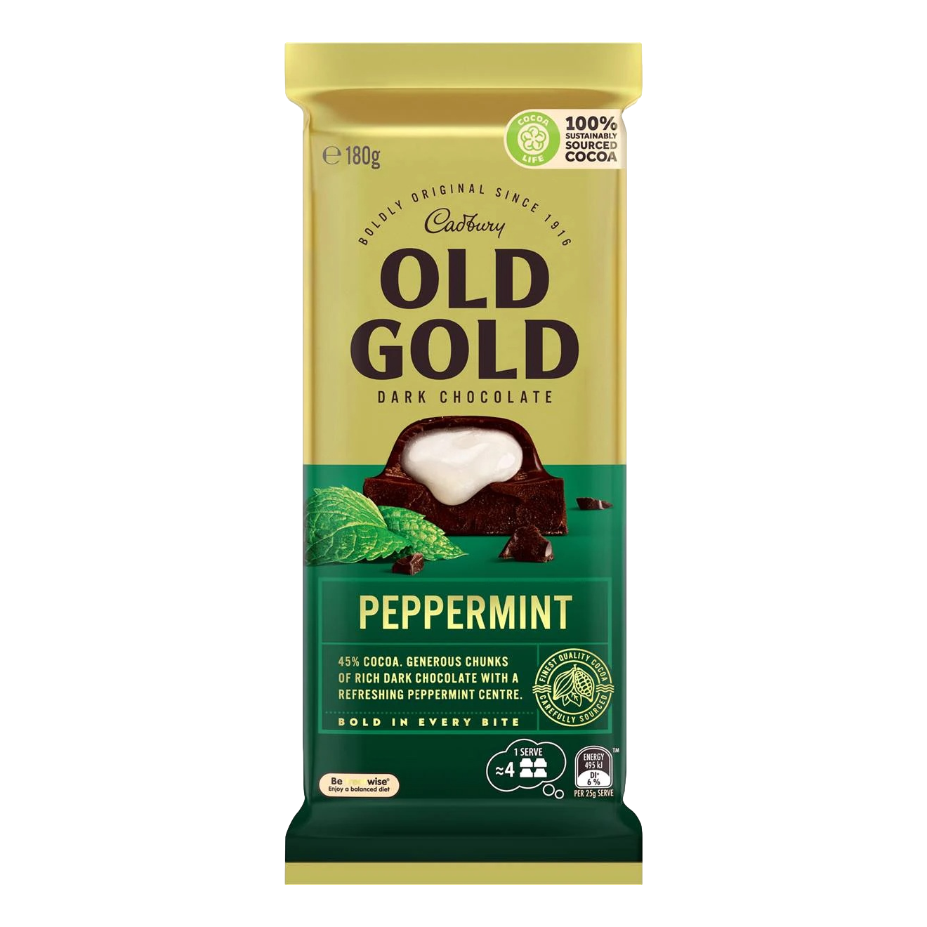 Cadbury Old Gold Peppermint Chocolate Block 180g