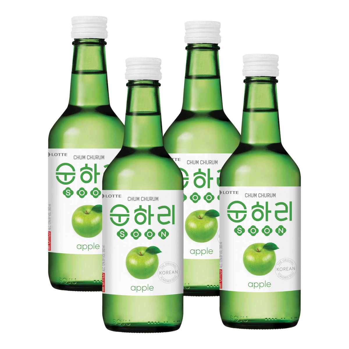 Lotte Chum Churum Apple Soju 360ml Bottle 4 Pack