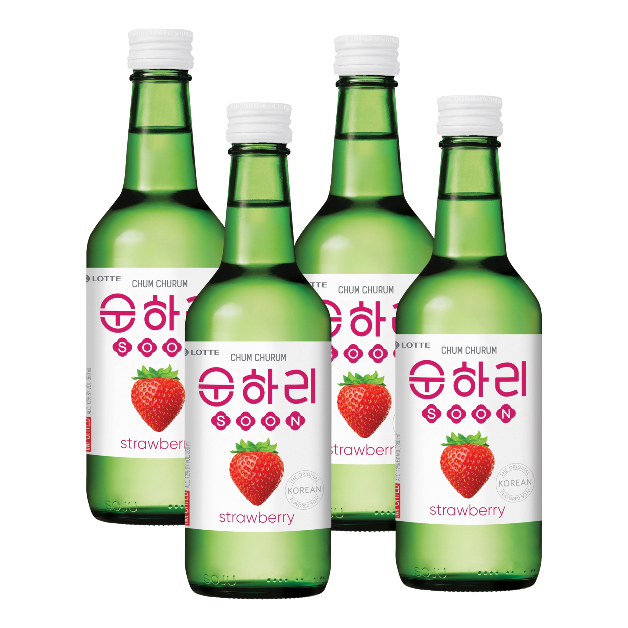 Lotte Chum Churum Strawberry Soju 360ml Bottle 4 Pack
