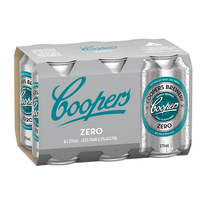 Coopers Zero Coopers Zero Non Alcoholic Beer 375ml Can 6 Pack