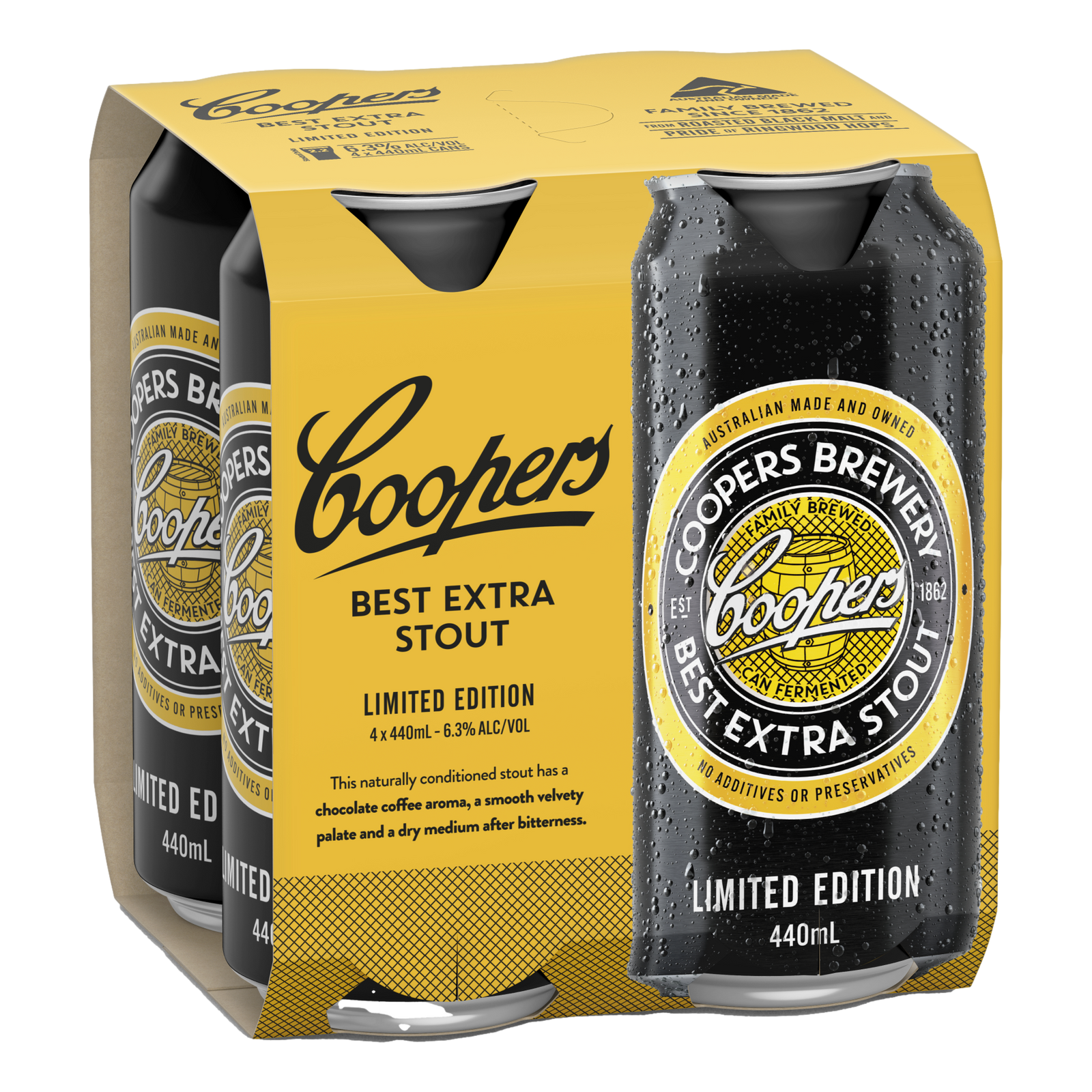 Coopers Best Extra Stout 6.3% 440ml Can 4 Pack - LIMITED EDITION