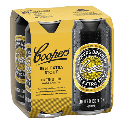 Coopers Best Extra Stout 6.3% 440ml Can 4 Pack - LIMITED EDITION