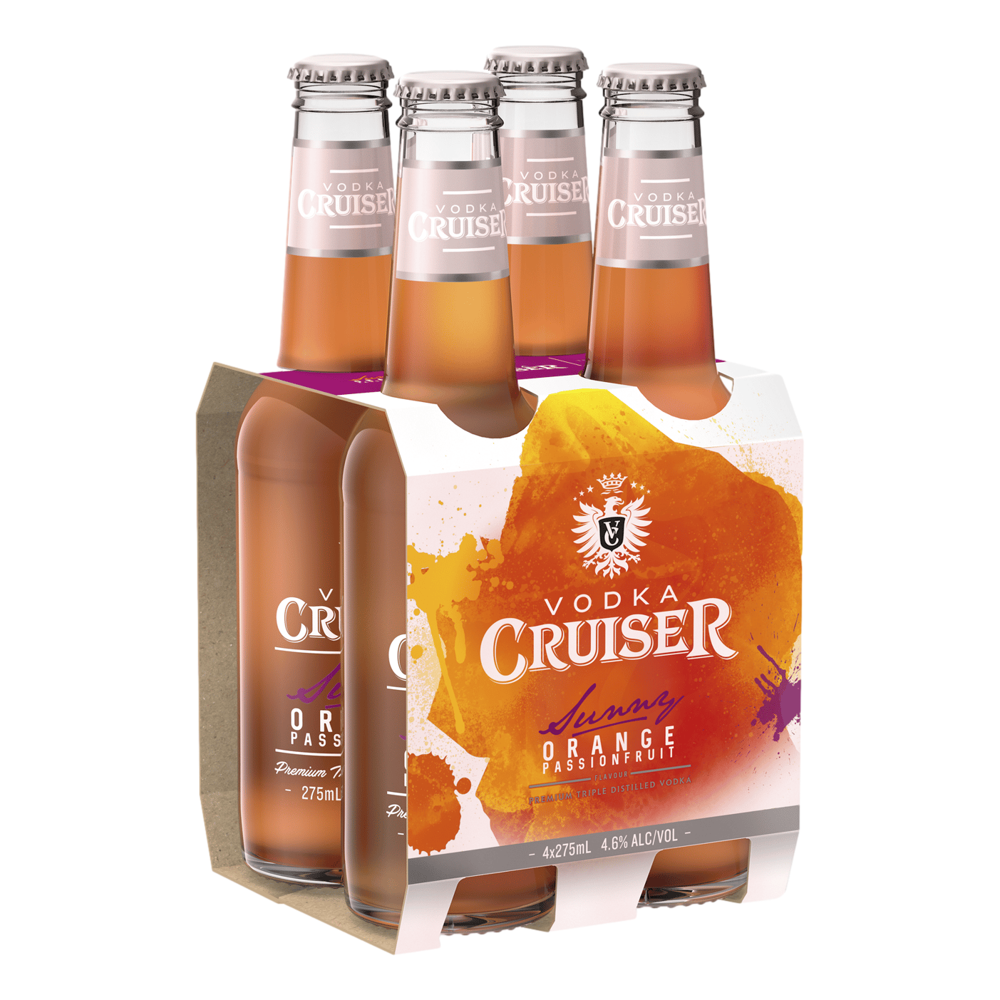 Vodka Cruiser Sunny Orange & Passionfruit 275ml Bottle 4 Pack