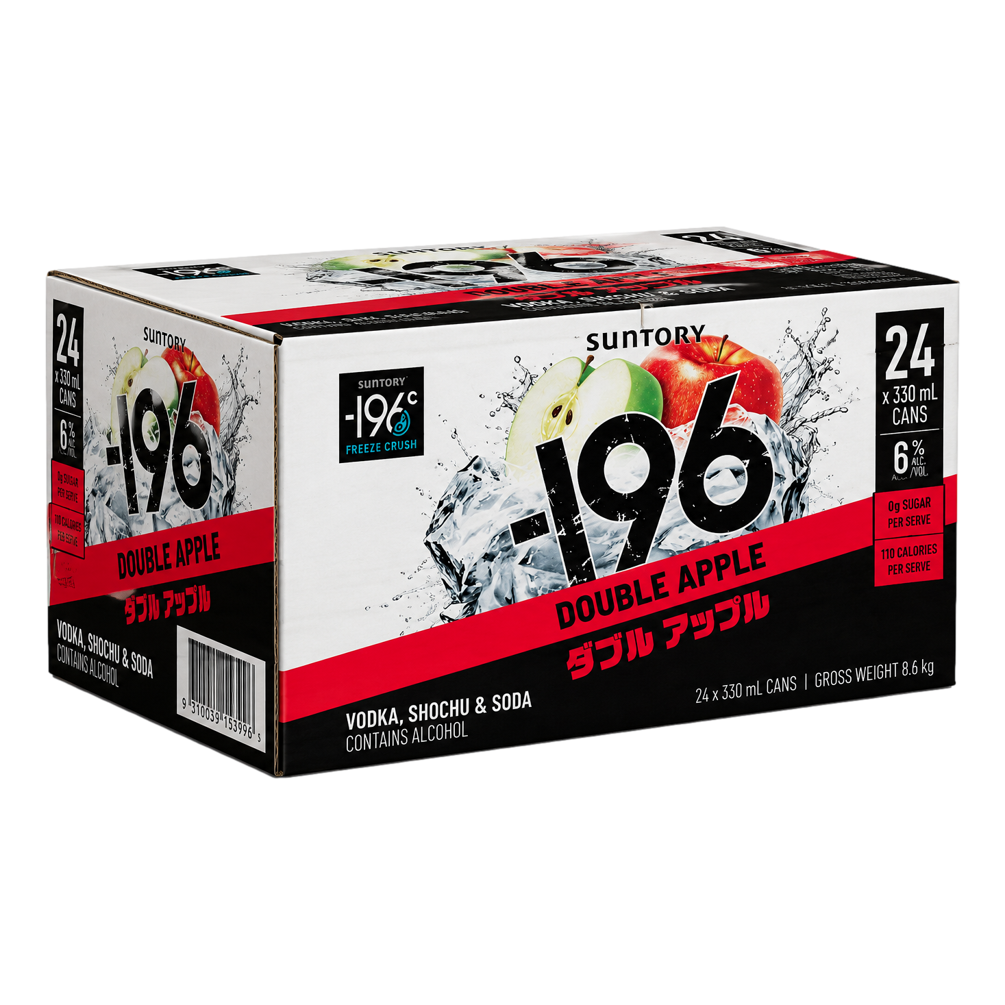 Suntory -196 Double Apple Shochu Vodka Soda 6% 330ml Can Case of 24