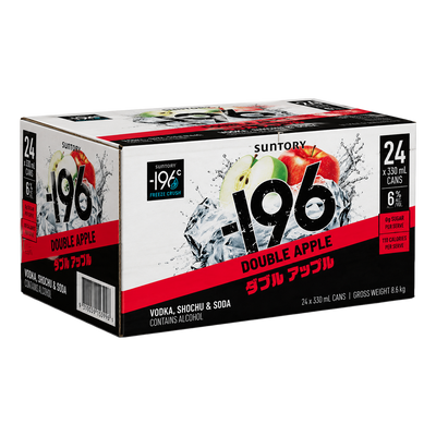 Suntory -196 Double Apple Shochu Vodka Soda 6% 330ml Can Case of 24