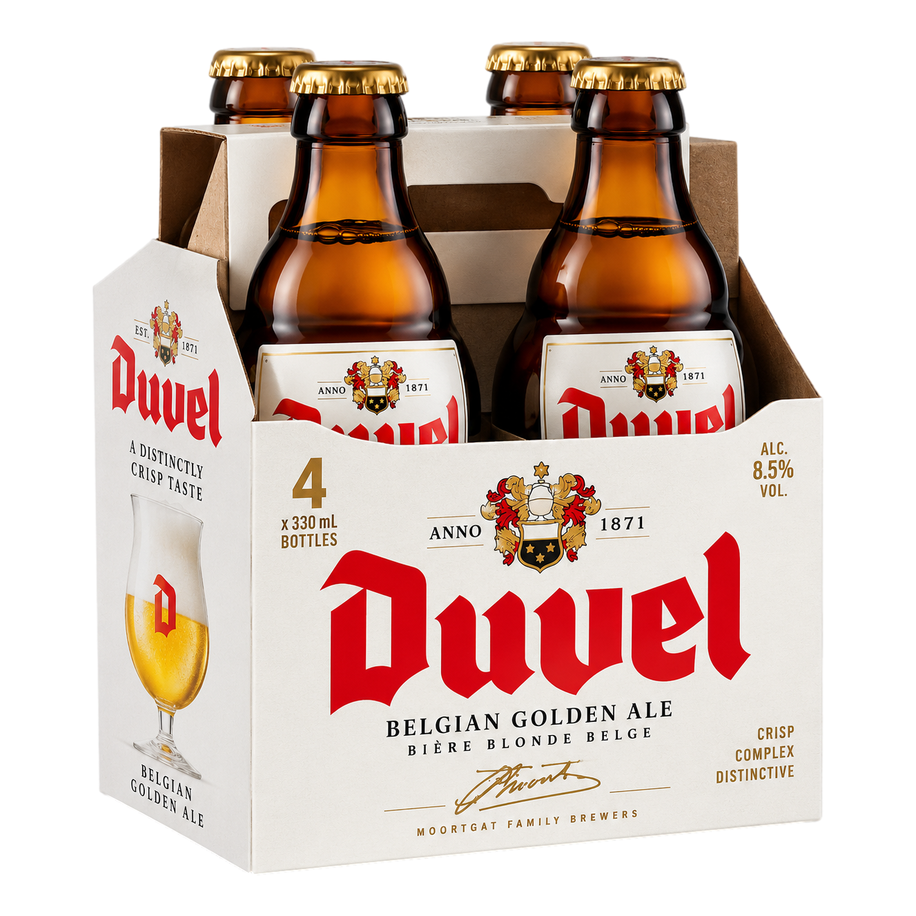 Duvel Belgian Golden Ale 8.5% 330ml Bottle 4 Pack