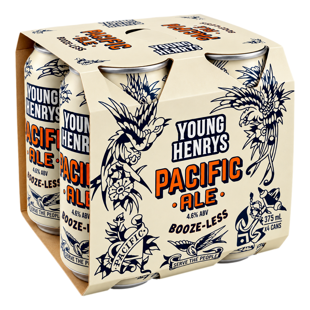 Young Henrys Pacific Ale Booze-Less 375ml Can  4 Pack