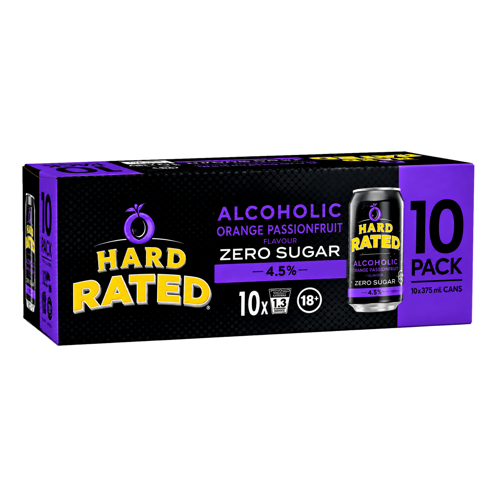 Hard Rated Alcoholic Orange Passionfruit ZERO SUGAR 4.5% 375ml Can 10 Pack