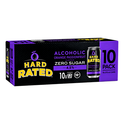 Hard Rated Alcoholic Orange Passionfruit ZERO SUGAR 4.5% 375ml Can 10 Pack
