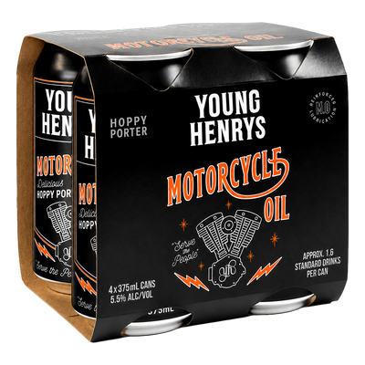 Young Henrys Motorcycle Oil Hoppy Porter 375ml Can 4 Pack