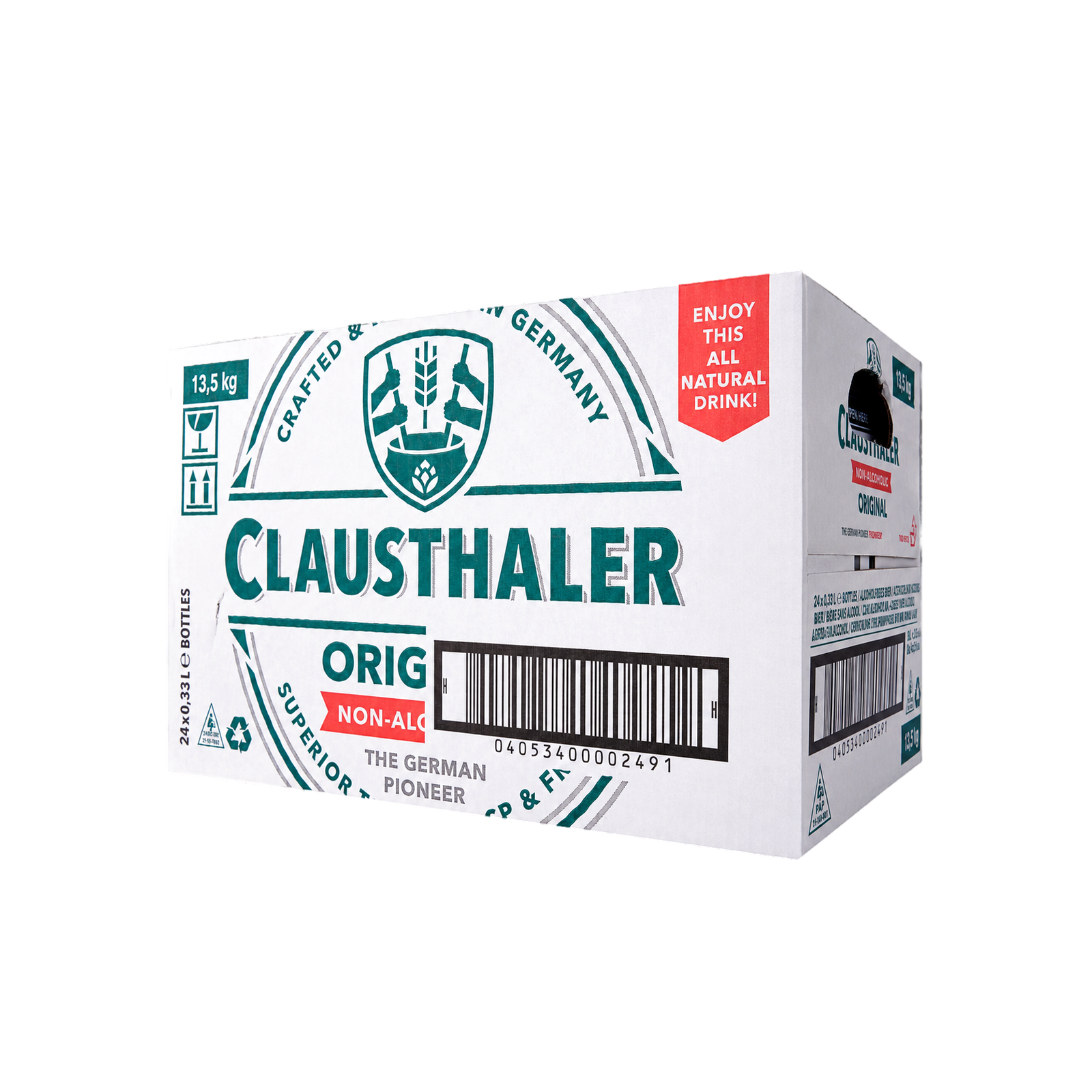 Clausthaler Original Non Alcoholic Pilsner 330ml Bottle Case of 24