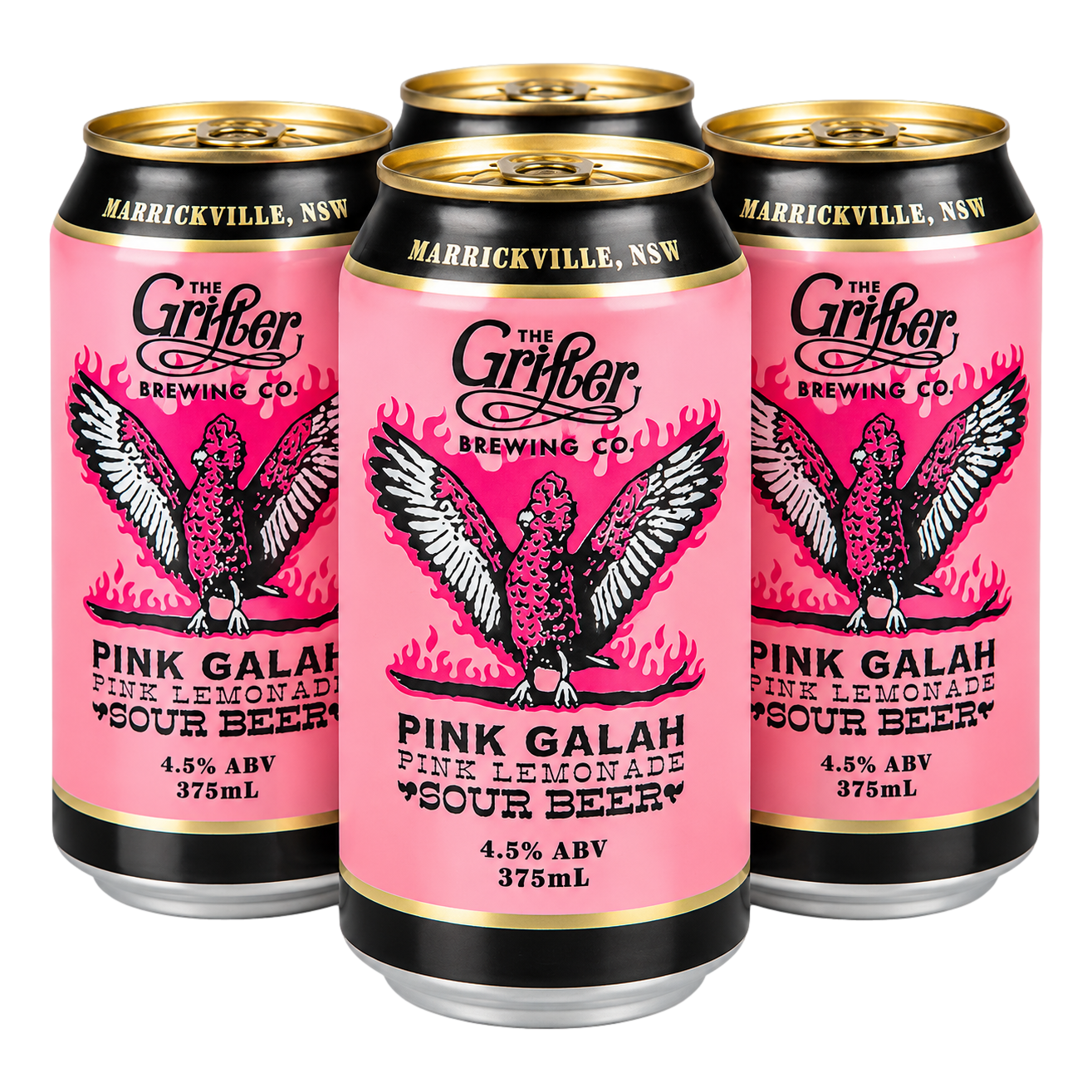 Grifter Pink Galah Pink Lemonade Sour 4.5% 375ml Can 4 Pack